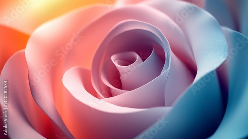 A digitally rendered rose showcases soft pastel colors and elegant curves