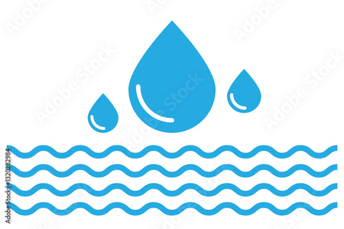 Water drop Logo Template. Raindrop silhouette. Tear and oil isolated symbol. Simple blue splash mark.