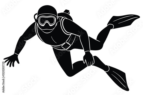 Scuba Diver silhouette illustration