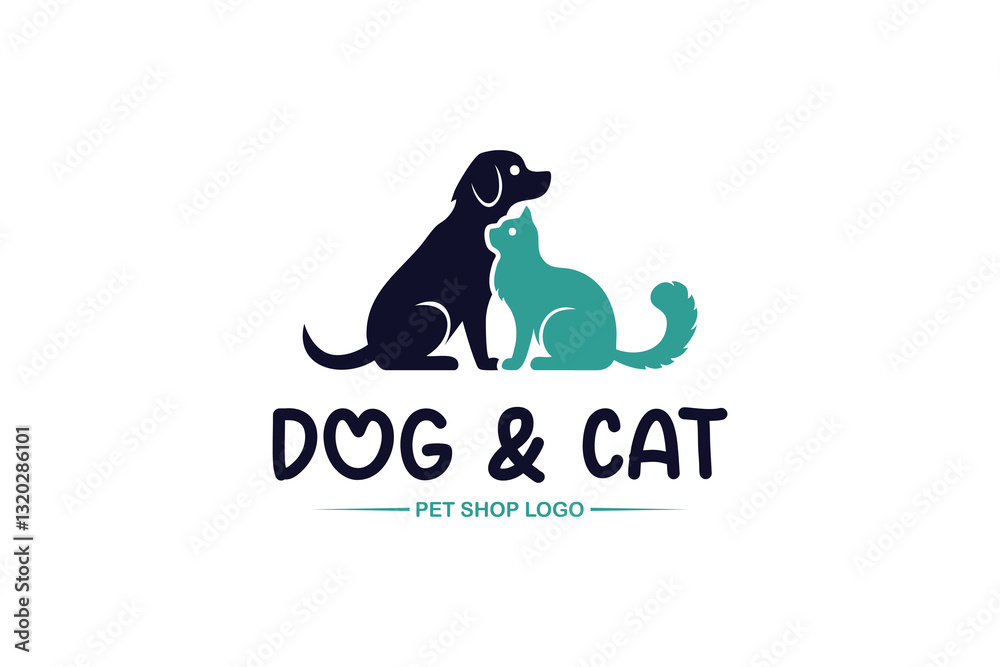 Obraz premium Dog and cat pet shop vector logo design template 
