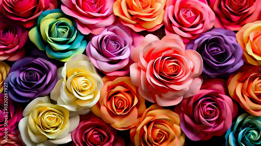 たくさんのカラフルなバラの花の背景 たくさんのカラフルなバラの花の背景