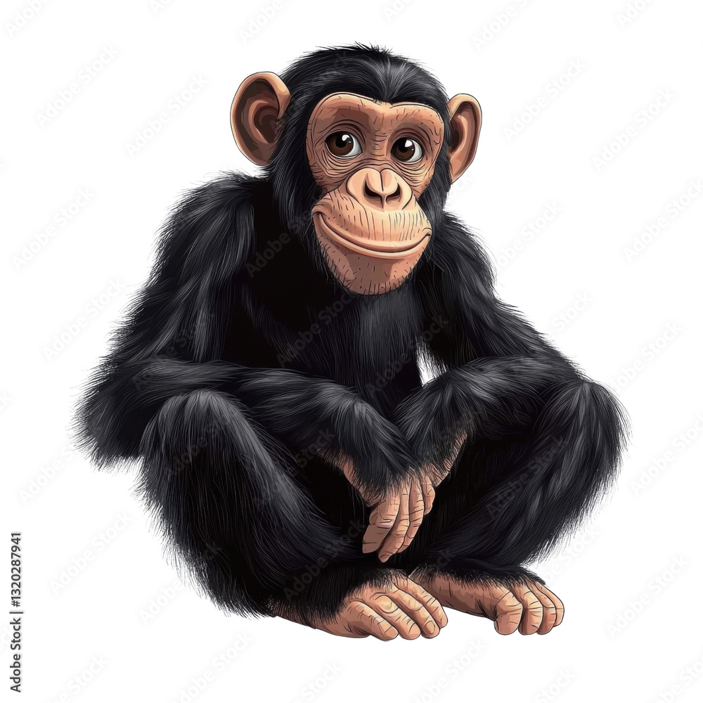 Fototapeta premium smiling chimpanzee illustration on transparent background