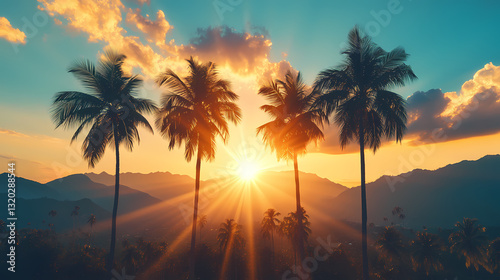 Sunset Palms: Capturing the mesmerizing silhouette of palm trees against the backdrop of a breathtaking sunset, this image is a testament to the beauty of nature.