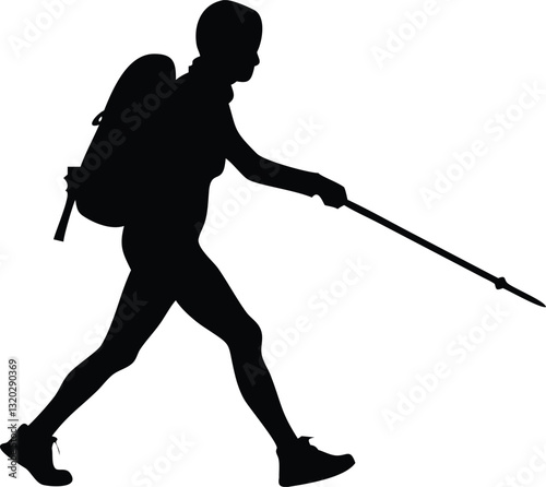 Silhouette hiking man Vector