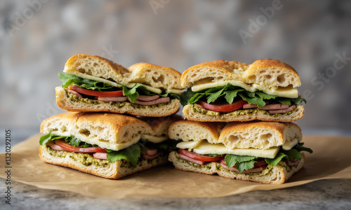 Pesto Focaccia Sandwiches
