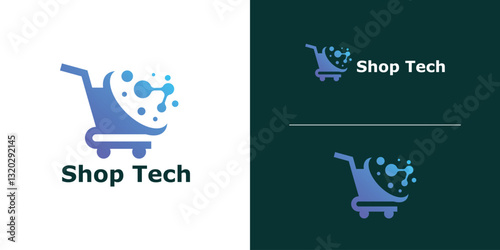 logo design combination trolley and connection, logo for online shop, marketing, sell, symbol, icon, idea, creativity