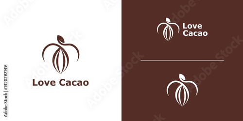 logo design combination of cacao and love, logo for chocolate, romantic, symbol, icon, idea, creative