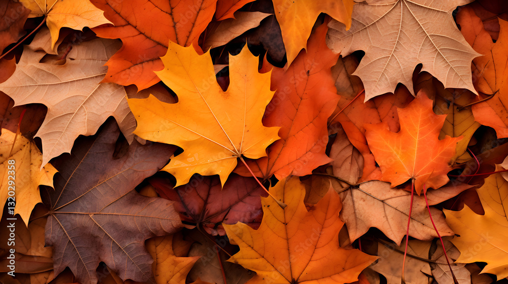 A pile of orange leaves with some brown leaves mixed in A pile of orange leaves with some brown leaves mixed in