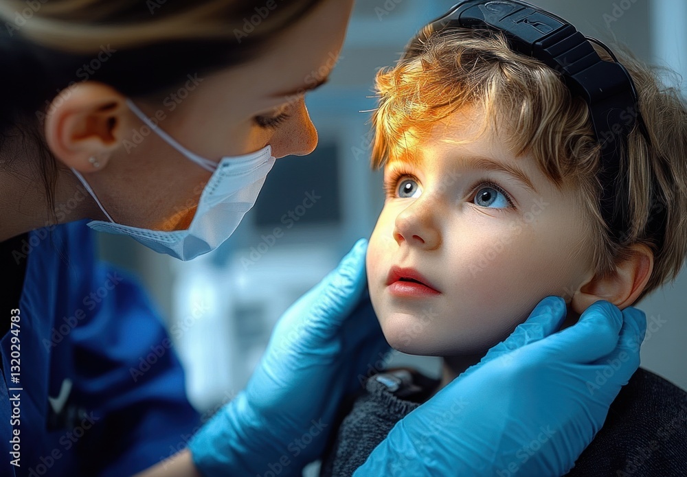 Toddler Boy with Mother at Pediatric ENT Appointment Doctor Examining Throat in Clinic Toddler Boy with Mother at Pediatric ENT Appointment Doctor Examining Throat in Clinic