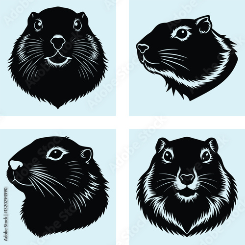 Groundhog Head Silhouette vector