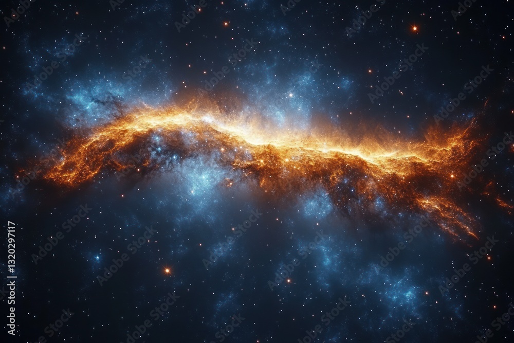 Vibrant Galaxy with Glowing Nebulae in Deep Space