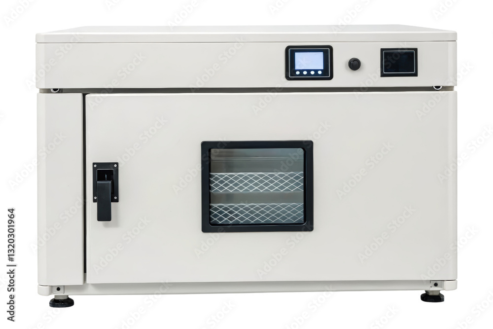 Fototapeta premium White laboratory oven with digital display isolated with transparent background