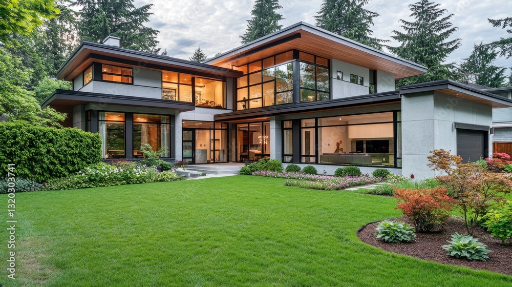 Modern house with clean lines, surrounded by lush greenery and soft natural light, embodying simplicity and harmony.
Modern house with clean lines, surrounded by lush greenery and soft natural light, embodying simplicity and harmony.