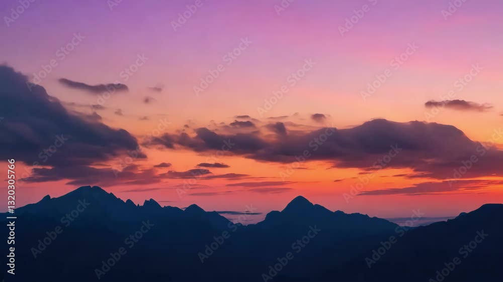 Sunset Over the Majestic Mountains: A dramatic view of the mountain range Sunset Over the Majestic Mountains: A dramatic view of the mountain range