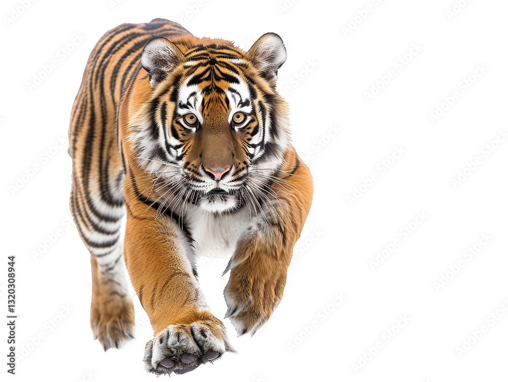 Fototapeta premium Majestic Tiger in Motion: A Close-Up Portrait