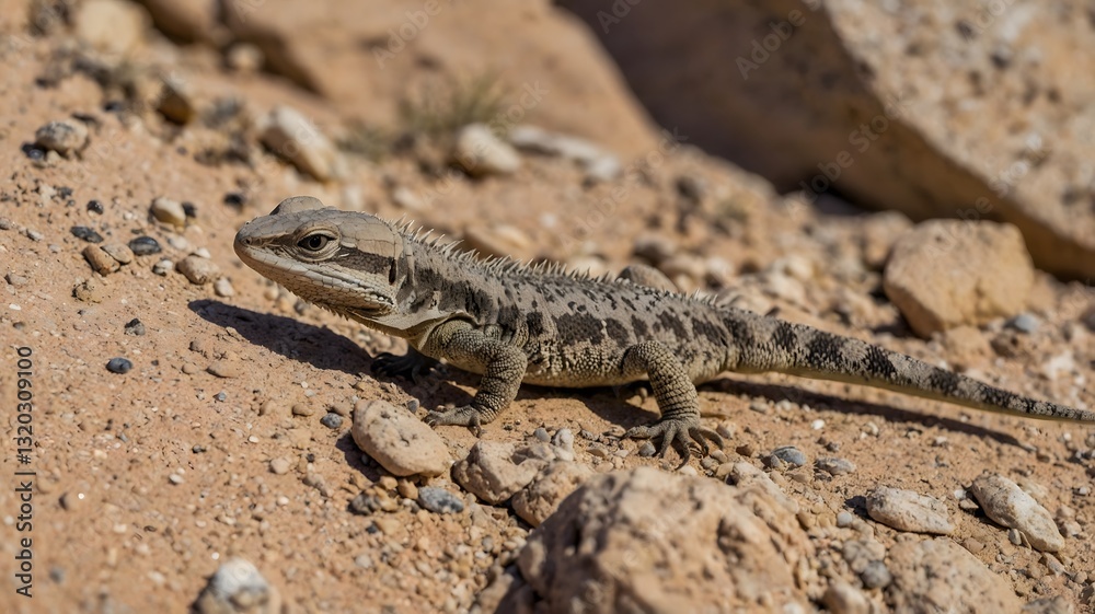 Young Spiny-Tailed Lizard Exploring Sunlit Canyon Young Spiny-Tailed Lizard Exploring Sunlit Canyon