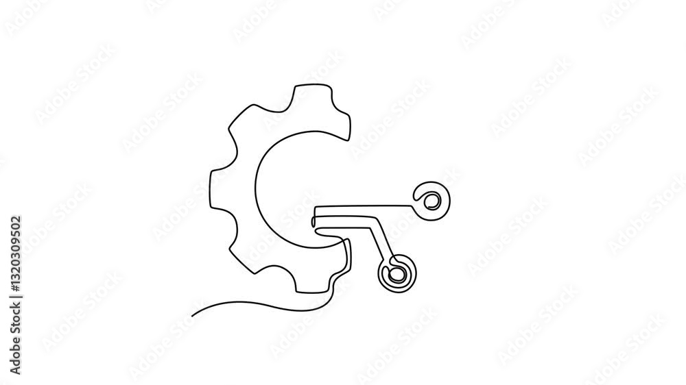 Digital transformation icon. Technology in services concept. Single line draw design. Full length animation illustration. High quality 4k footage