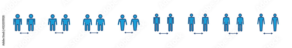 Social distance icon set. social distancing icon. self quarantine sign