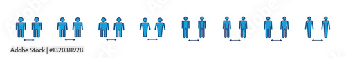Social distance icon set. social distancing icon. self quarantine sign