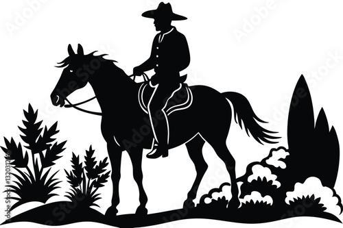 riding horse black silhouettes