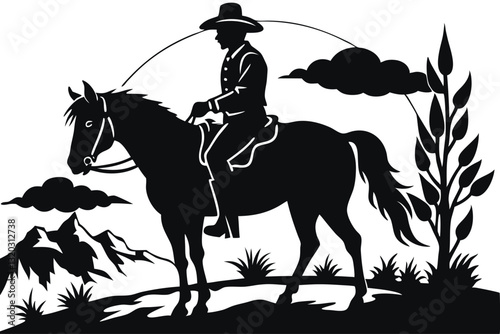 riding horse black silhouettes