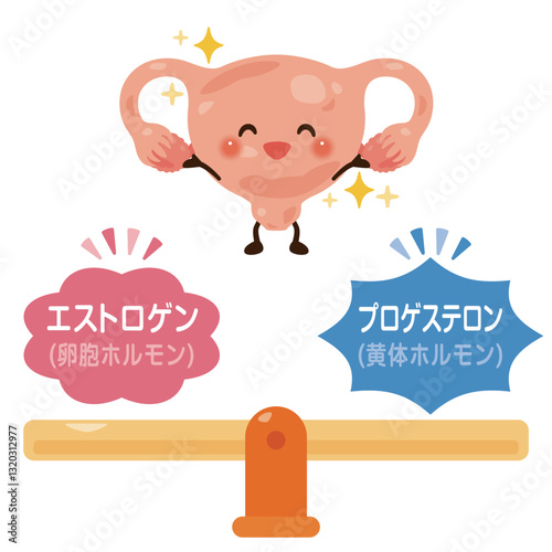 ホルモンバランスが整った子宮のキャラクターイラスト