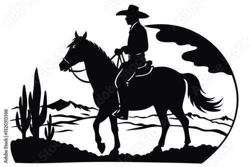 horse riding  black silhouette vector isolated on a white background