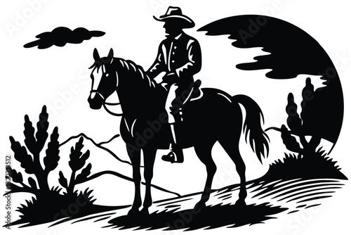horse riding  black silhouette vector isolated on a white background