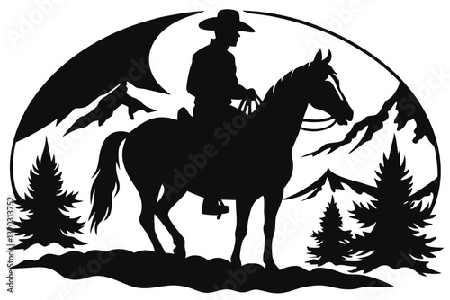 horse riding  black silhouette vector isolated on a white background