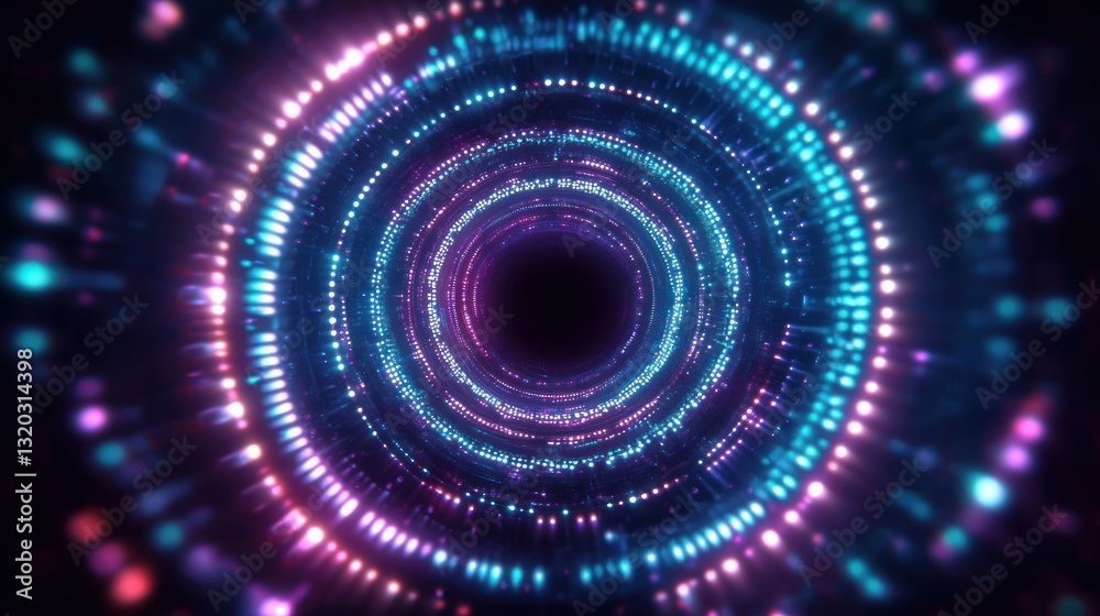 Futuristic Cyber Tunnel with Glowing Points in Infinite Space Background for Data Transfer Concept Futuristic Cyber Tunnel with Glowing Points in Infinite Space Background for Data Transfer Concept