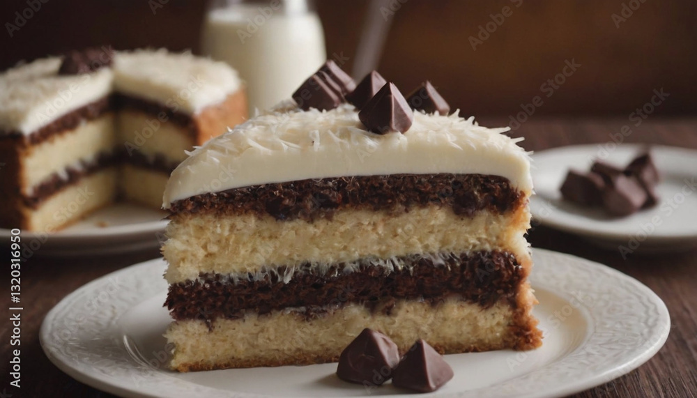 custom made wallpaper toronto digitalpiece of coconut chocolate chip cake on a plate