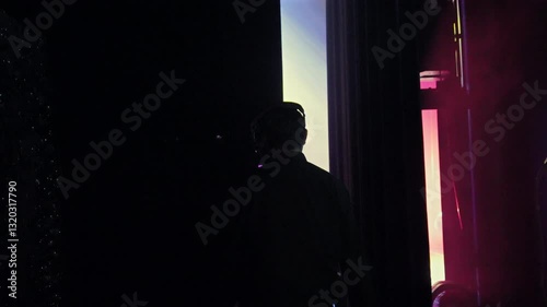 Stage worker working behind the scenes