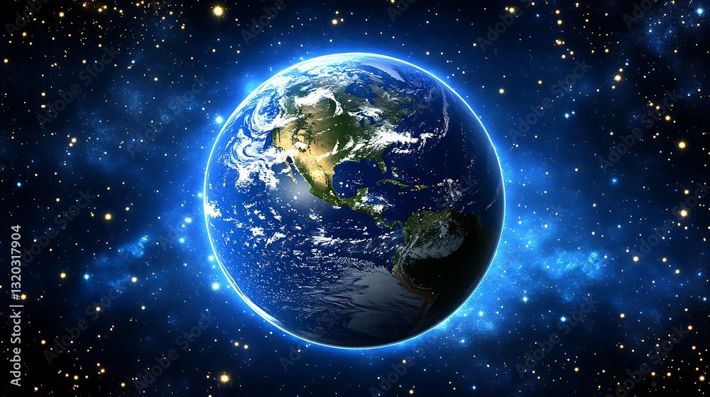 Fototapeta premium A beautiful and glowing image of planet earth in space