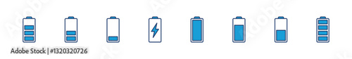 Battery icon set. battery charge level. battery charging icon