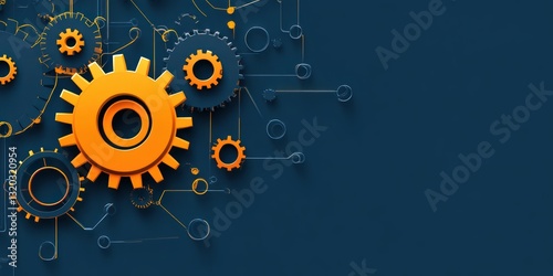 2025 New Year Design Template with Cogwheels for Engineering, Construction and Maintenance Themes