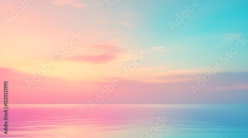 Beautiful pastel colored sky reflected onto the tranquil ocean water