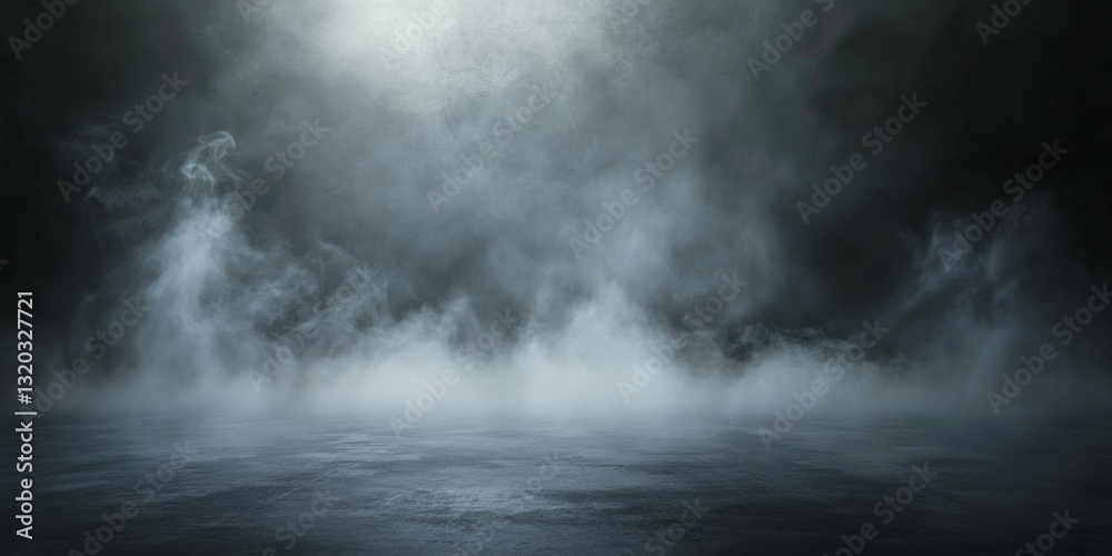 Dark and Mysterious Foggy Landscape with a Reflective Surface Beneath Dark and Mysterious Foggy Landscape with a Reflective Surface Beneath
