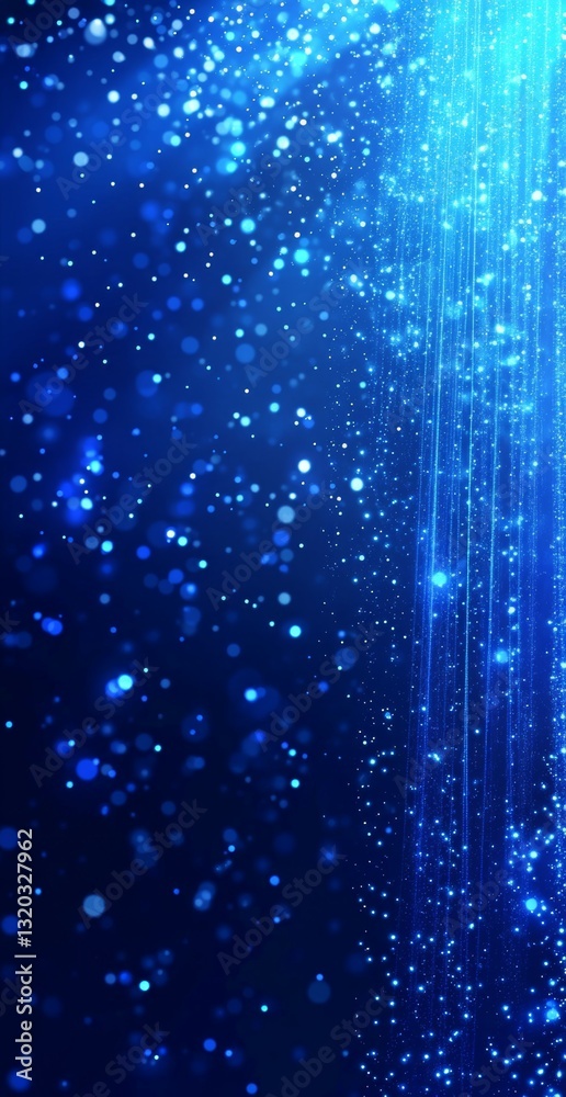 Abstract Sparkling Blue Particles and Light Trails on a Dark Background Abstract Sparkling Blue Particles and Light Trails on a Dark Background