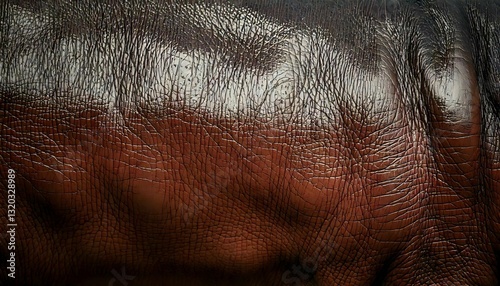 Hippopotamus Skin Macro Texture, High-Resolution Close-Up of Thick, Leathery, and Wet Skin with Natural Wrinkles
