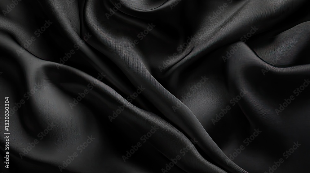 Obraz premium Dark black fabric background with artistic folds and shadow depth for premium product display