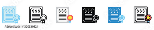 Certificate of Deposit multi style icon set, mini illustration. use for modern concept, print, UI, UX kit, web and app development. Vector EPS 10, related to money investment, finance, economy.