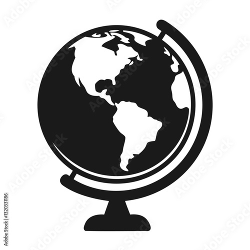 Isolated terrestrial sphere depicting global continents and oceans