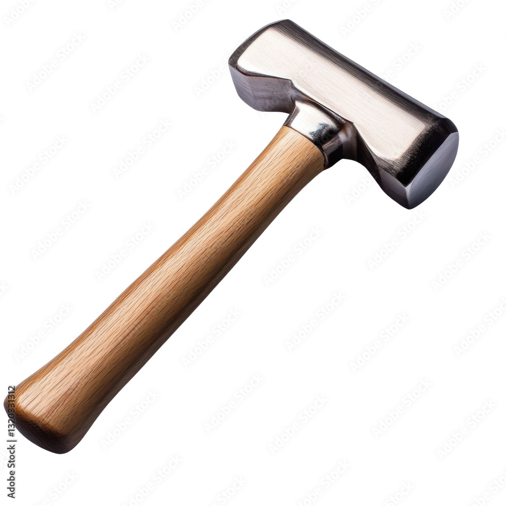 metal hammer with wooden handle on white background metal hammer with wooden handle on white background