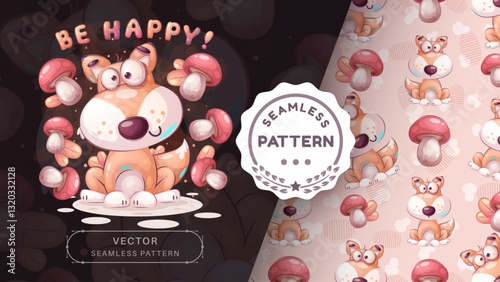 Seamless pattern cartoon character adorable fox, pretty animal idea for print t-shirt, poster and kids envelope, postcard. Cute hand drawn style fox.