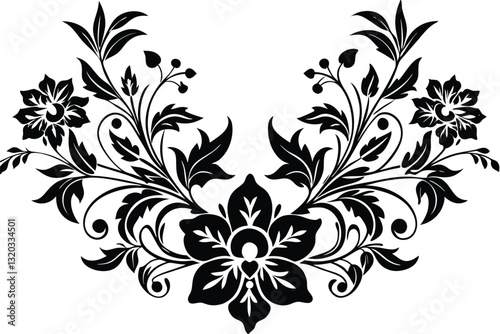 abstract black and white floral arrangement