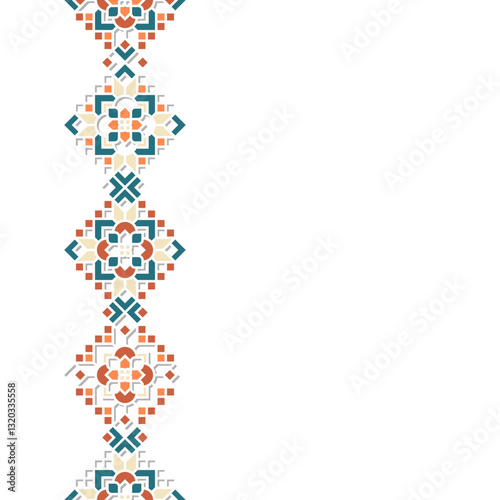 Islamic Geometric Ornament Border on Pastel Color Theme with Silhouette Textured