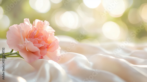 A delicate pink carnation bouquet for Mother's Day, symbolizing love and gratitude in a serene setting.