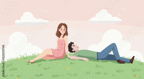 picnic date couple, spring, romantic
