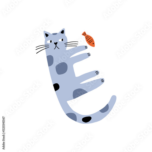 Cute funny cats in different comic poses. Adorable feline animals, clumsy funny kittens sleeping, lying, playing in funny poses. Flat vector illustration on white background