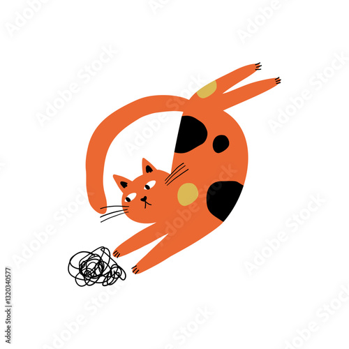 Cute funny cats in different comic poses. Adorable feline animals, clumsy funny kittens sleeping, lying, playing in funny poses. Flat vector illustration on white background